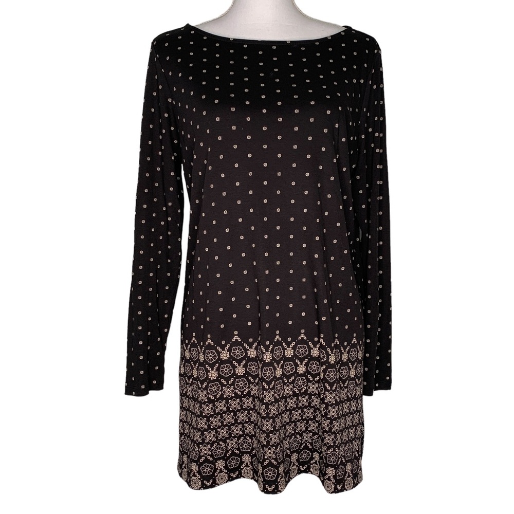 J. Jill Black Tunic with Cream Pattern
